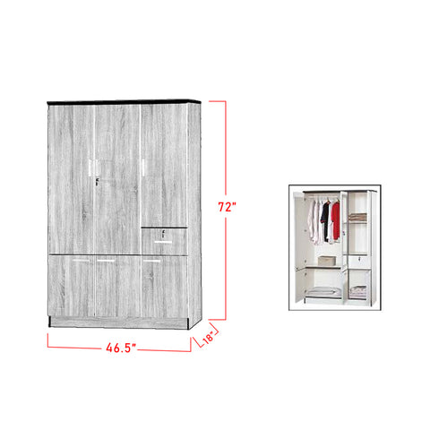 Image of Zara Series 2 Wardrobe 3-Door Cabinet with Drawer in White