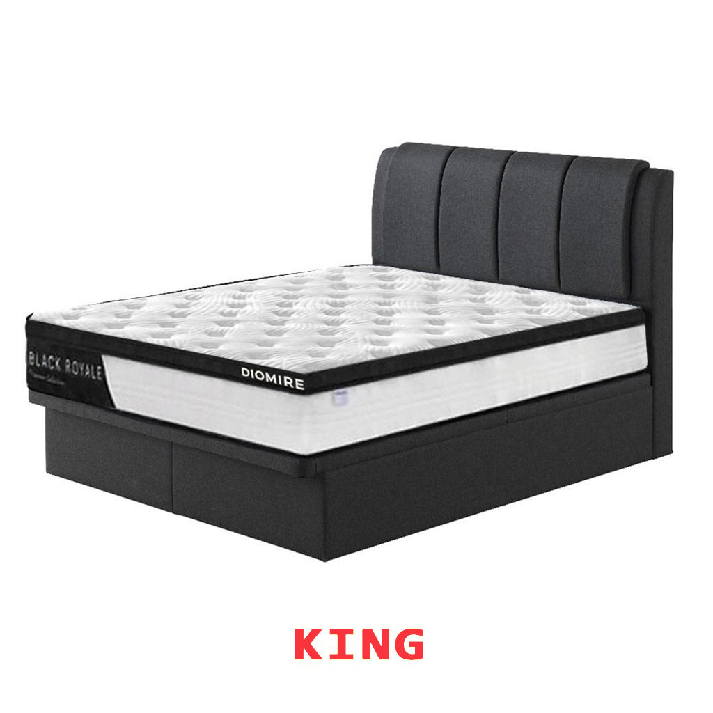 Diomire Leather And Fabric Storage Bed Frame with Mattress Package. All Sizes Available
