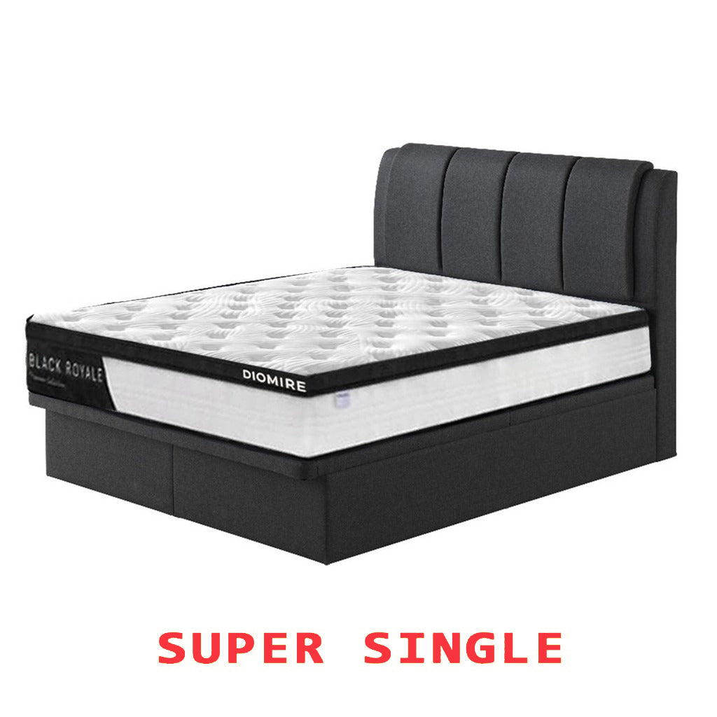 Diomire Leather And Fabric Storage Bed Frame with Mattress Package. All Sizes Available