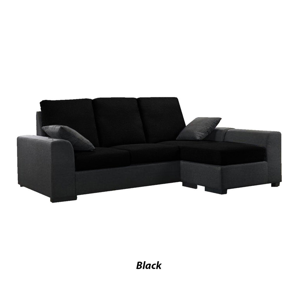 Obi 3 Seater Fabric Sofa with Chaise In 10 Colours-Sofa-Furnituremart.sg