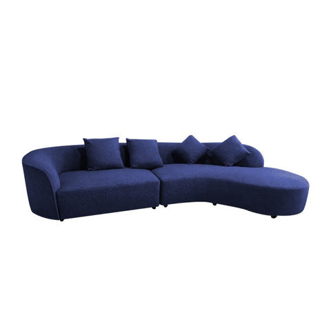 Image of Perla Series Curved Shaped Sofa Imported Italian Fabric in Blue