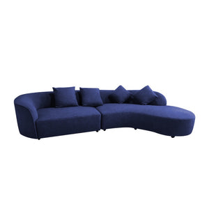 Perla Series Curved Shaped Sofa Imported Italian Fabric in Blue