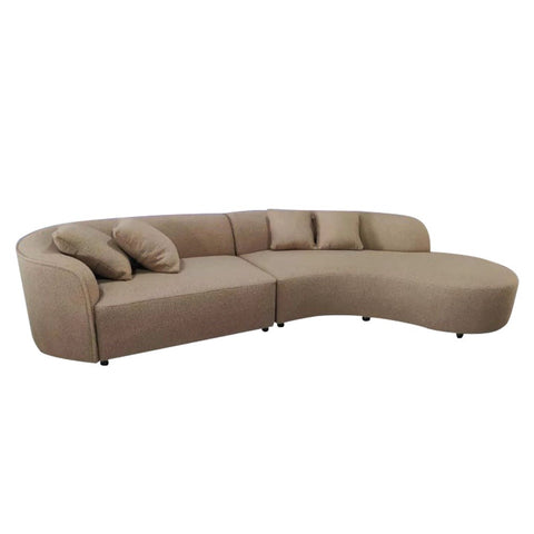 Image of Perla Series Curved Shaped Sofa Imported Italian Fabric in Brown