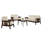 Jawee Living Room Set 3 Wooden Sofa Set Removable Fabric Covers with Coffee Table