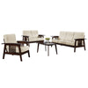 Jawee Living Room Set 3 Wooden Sofa Set Removable Fabric Covers with Coffee Table