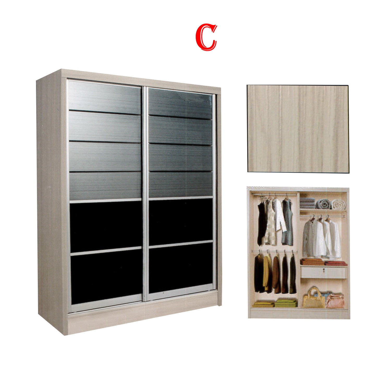 Fuego Series 1 5FT 2-Door Sliding Door Wardrobe Models Mirror