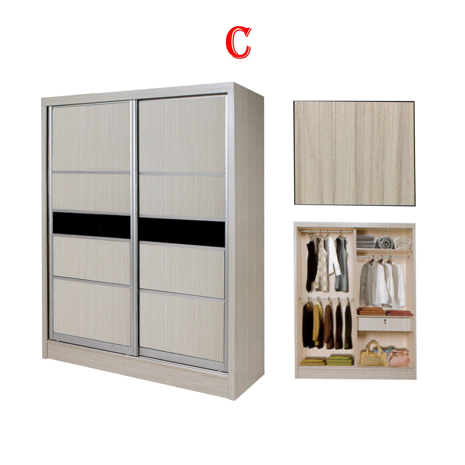 Fuego Series 3 5FT 2-Door Sliding Door Wardrobe Models Mirror