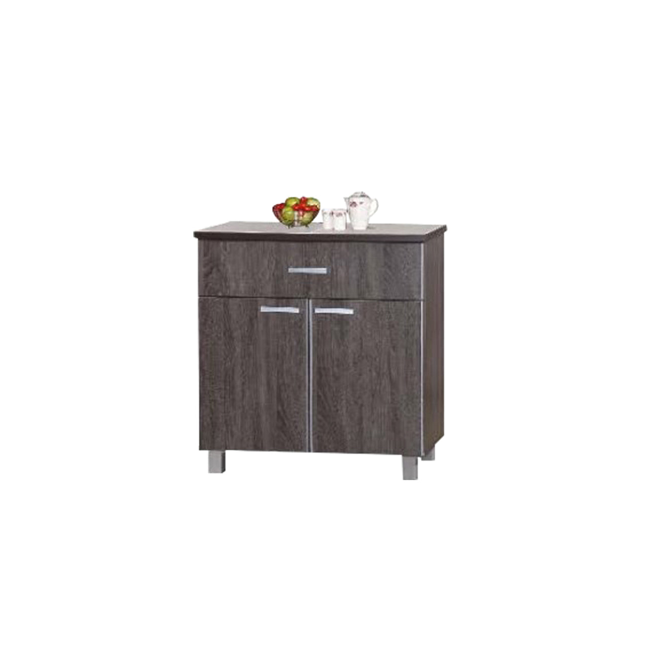 Lulu Series 3 Low Kitchen Cabinet with Drawer in Walnut | Furnituremart.sg