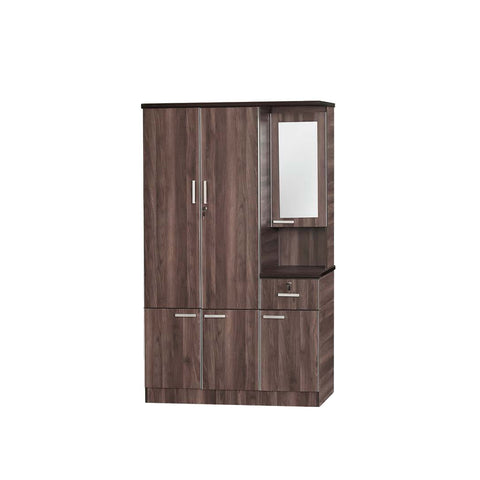 Image of Aries Series 3 Wardrobe 3-Door with Dresser in Dark Brown