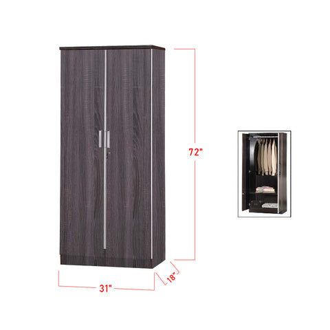 Image of Lana Series 3 Wardrobe 2-Door Cabinet in Walnut