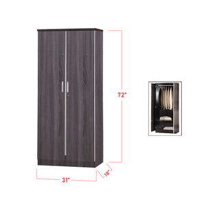 Lana Series 3 Wardrobe 2-Door Cabinet in Walnut