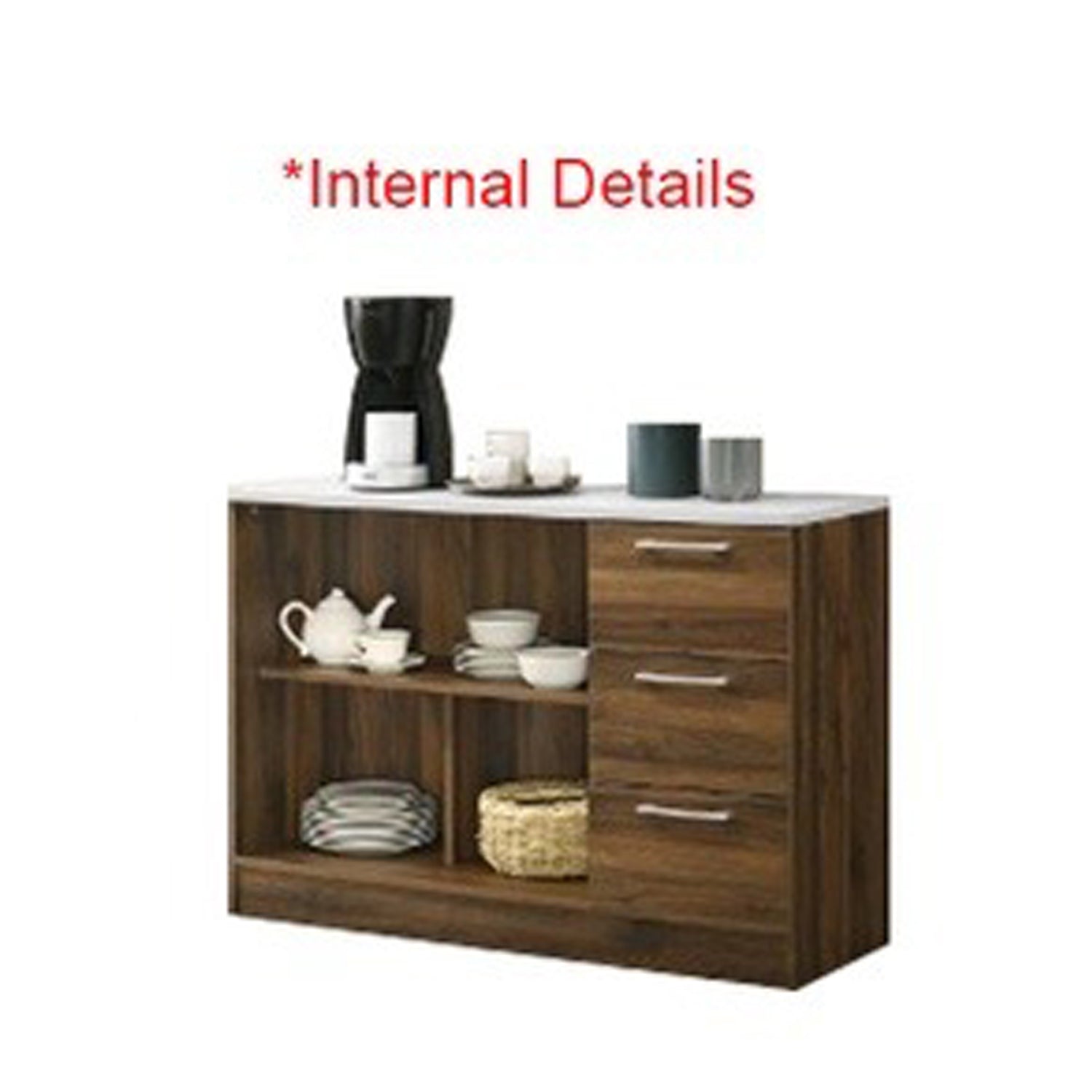 Jessie 3 Series 2/3 Door Kitchen Cabinet Melamine Top Panel in Brown & Natural Color