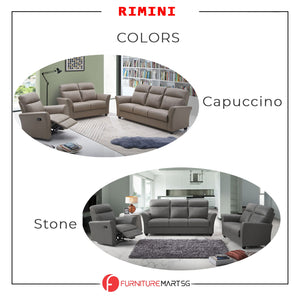 Rimini Series Half leather Recliner Sofa Set in Stone/Cappuccino Color.