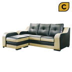 Spady L-Shaped Faux Leather Sofa And Chaise Set in 4 Colours-Sofa-Furnituremart.sg