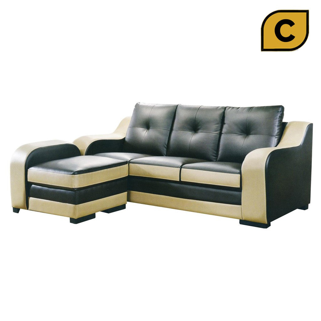 Spady L-Shaped Faux Leather Sofa And Chaise Set in 4 Colours-Sofa-Furnituremart.sg