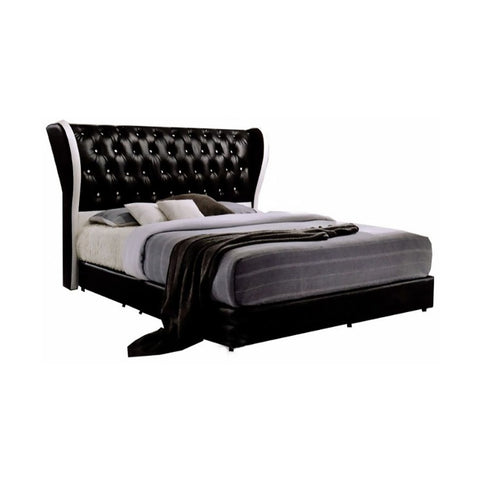 Image of Carolina Fabric Bed Frame Black / White In Single, Super Single, Queen, and King Size-Bed Frame-Furnituremart.sg
