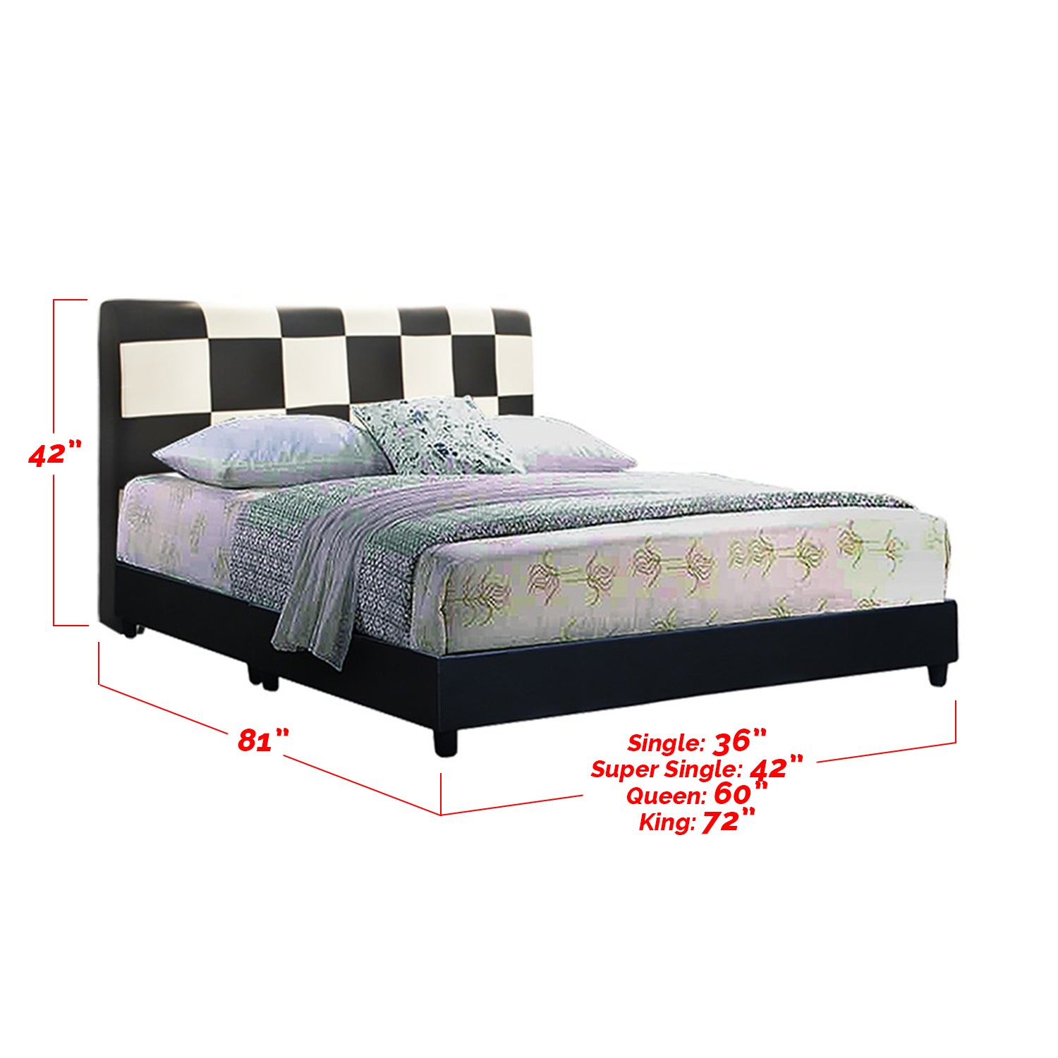 Furnituremart Checker bed leather frame