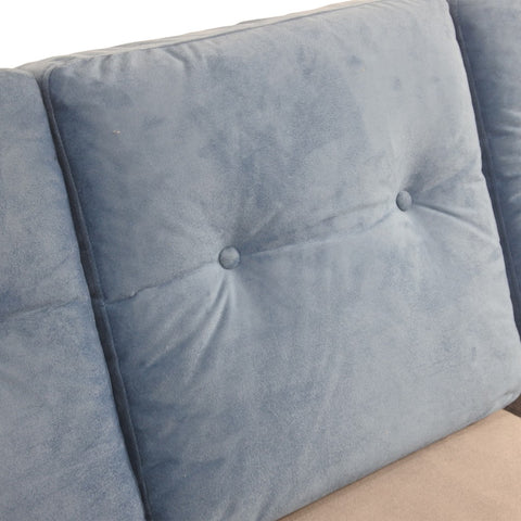 Image of Cindra 3 Seater Fabric Sofa With Stool In Grey/ Blue-Furnituremart.sg