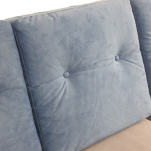 Cindra 3 Seater Fabric Sofa With Stool In Grey/ Blue-Furnituremart.sg