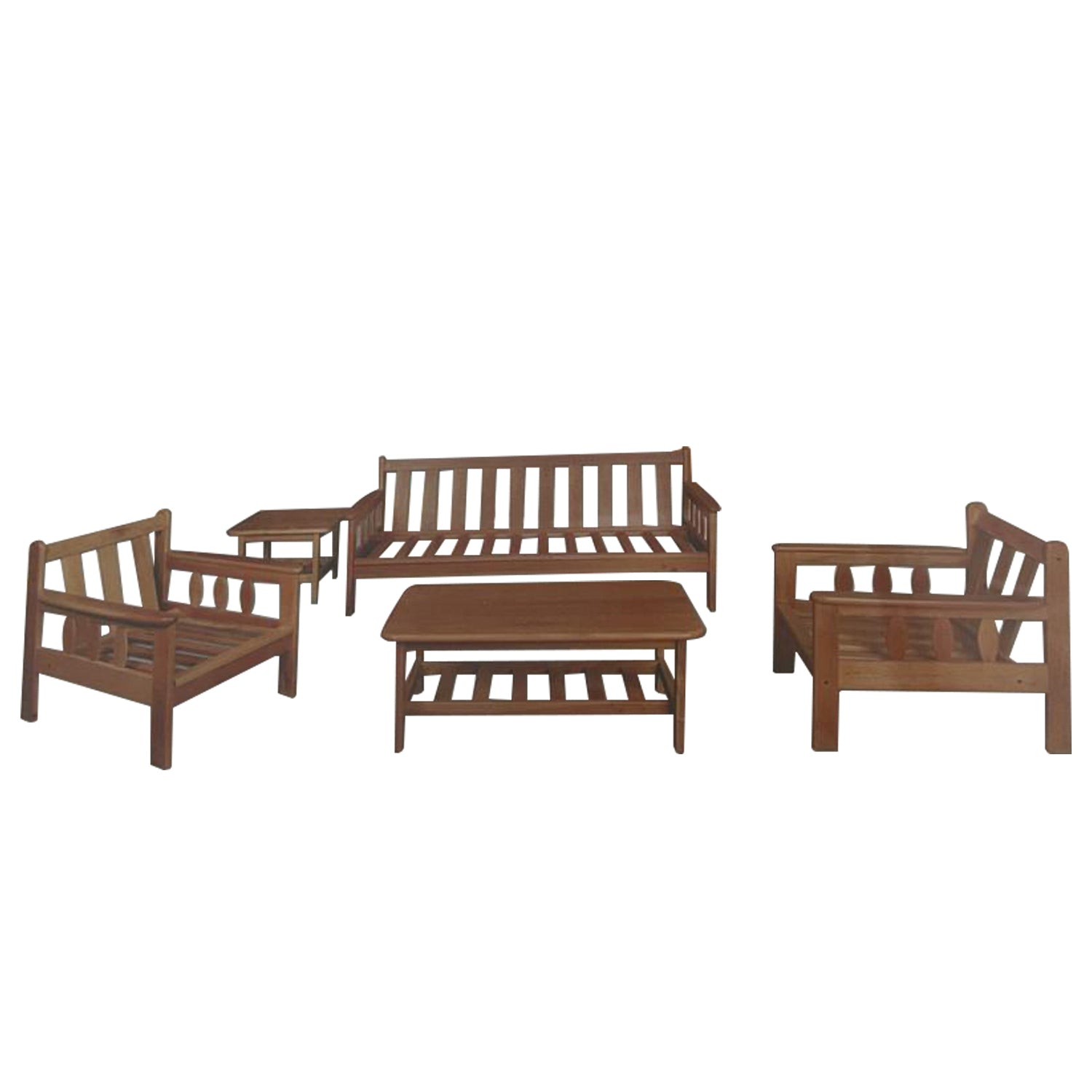 Aldey Living Room Sofa Set Mahogany Wood Furniture