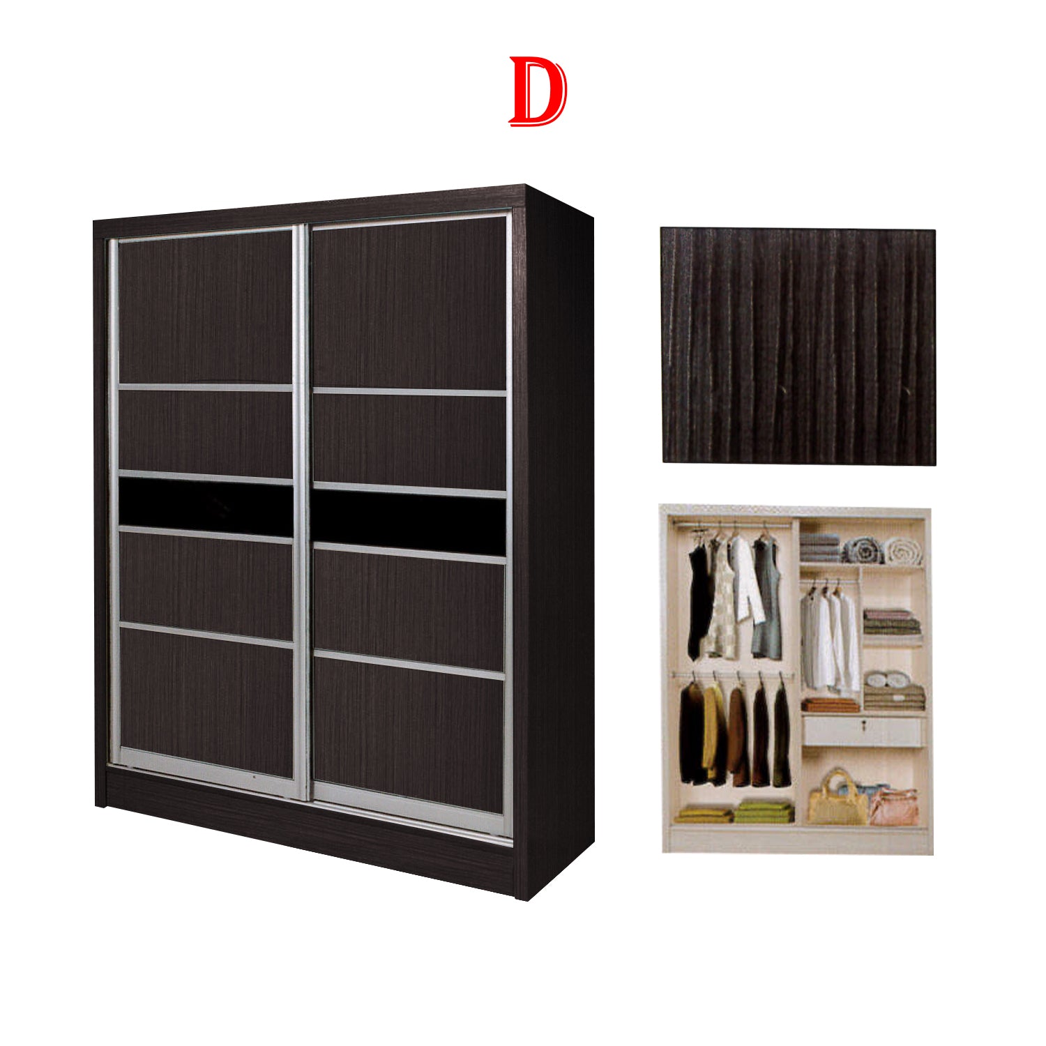 Fuego Series 3 5FT 2-Door Sliding Door Wardrobe Models Mirror
