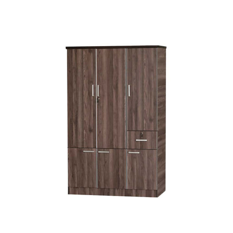 Image of Zara Series 4 Wardrobe 3-Door Cabinet with Drawer in Dark Brown