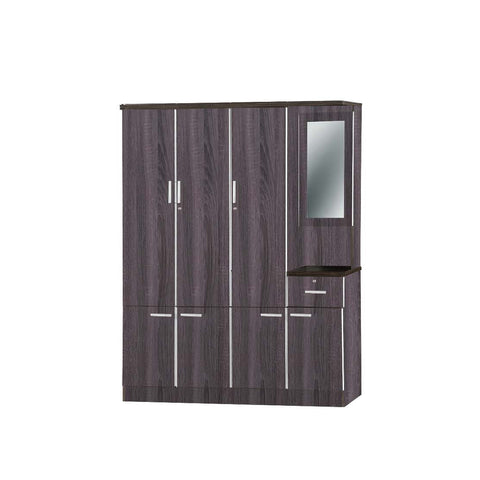 Image of Aries Series 4 Wardrobe 4-Door with Dresser in Walnut