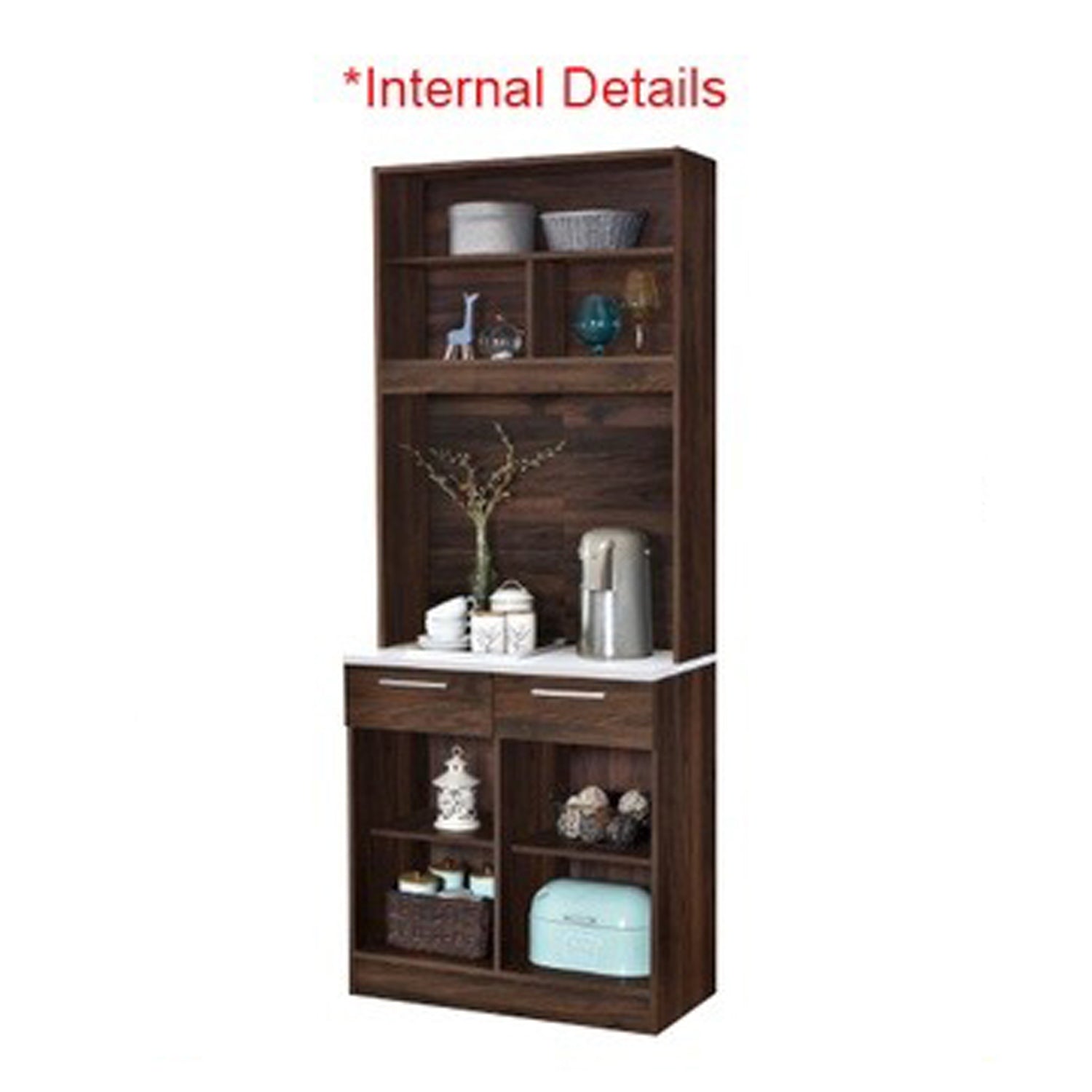 Jessie 4 Series 4/2 Door Kitchen Cabinet Melamine Top Panel in Brown & Natural Color