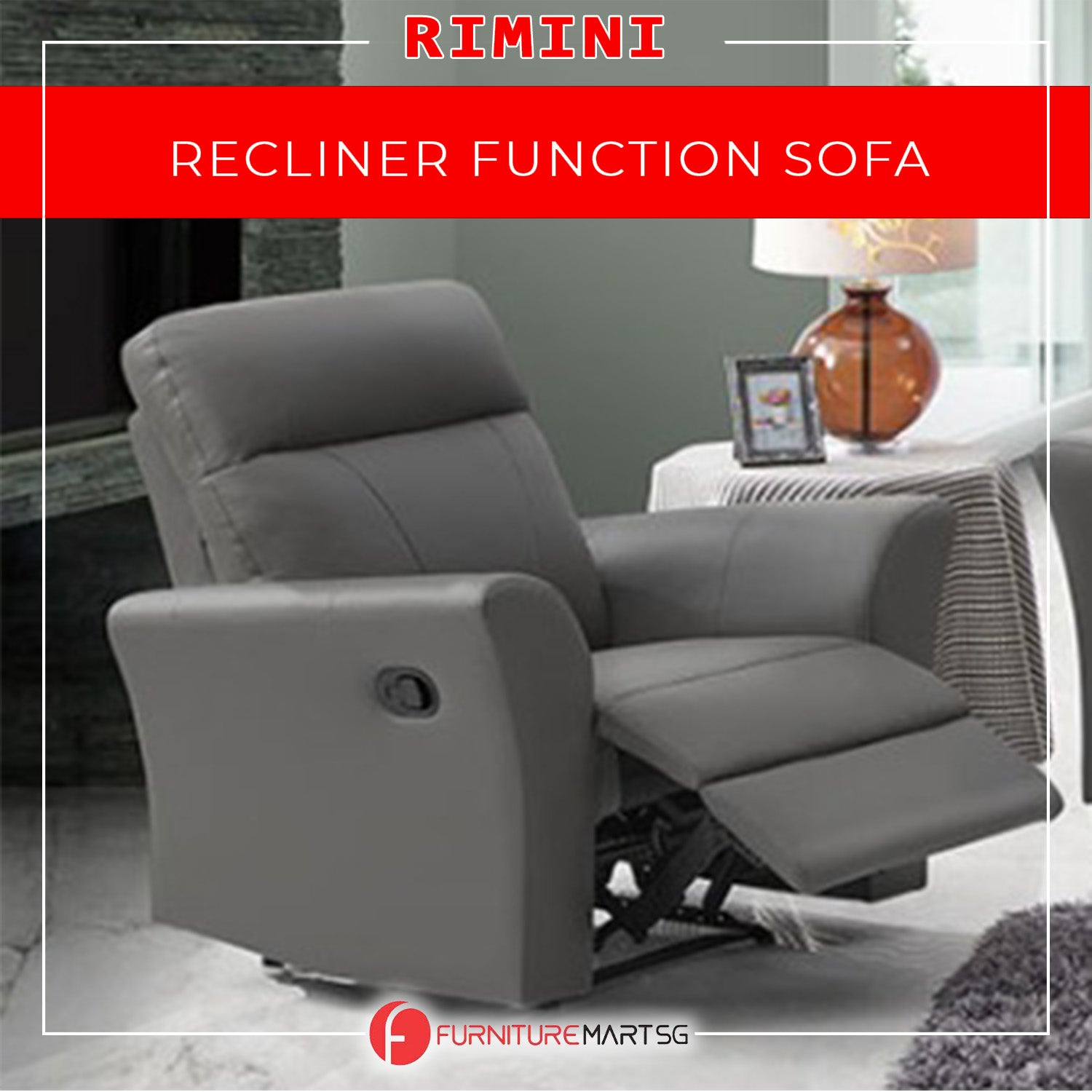 Rimini Series Half leather Recliner Sofa Set in Stone/Cappuccino Color.