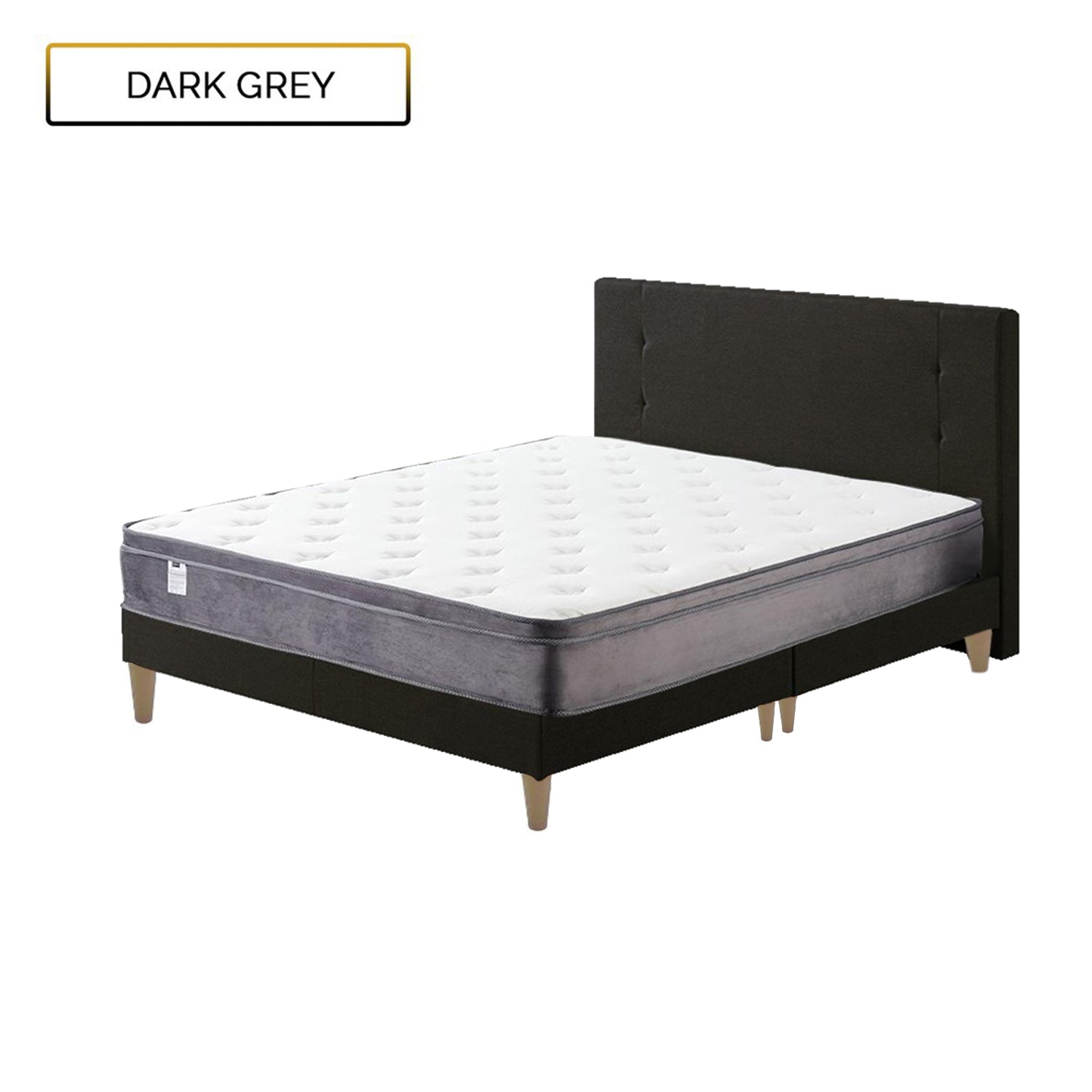 Naga Fabric Platform Divan + 8" Orthopedic Foam Mattress Dark Grey In Single, Super Single, Queen, And King Size