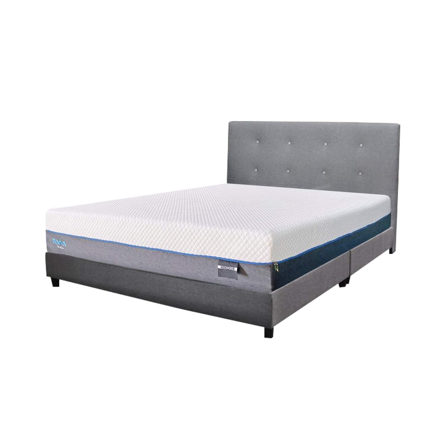 Ollie Fabric Divan Bed Frame With 10" Diomire Nasa Pedic Mattress - All Sizes Available