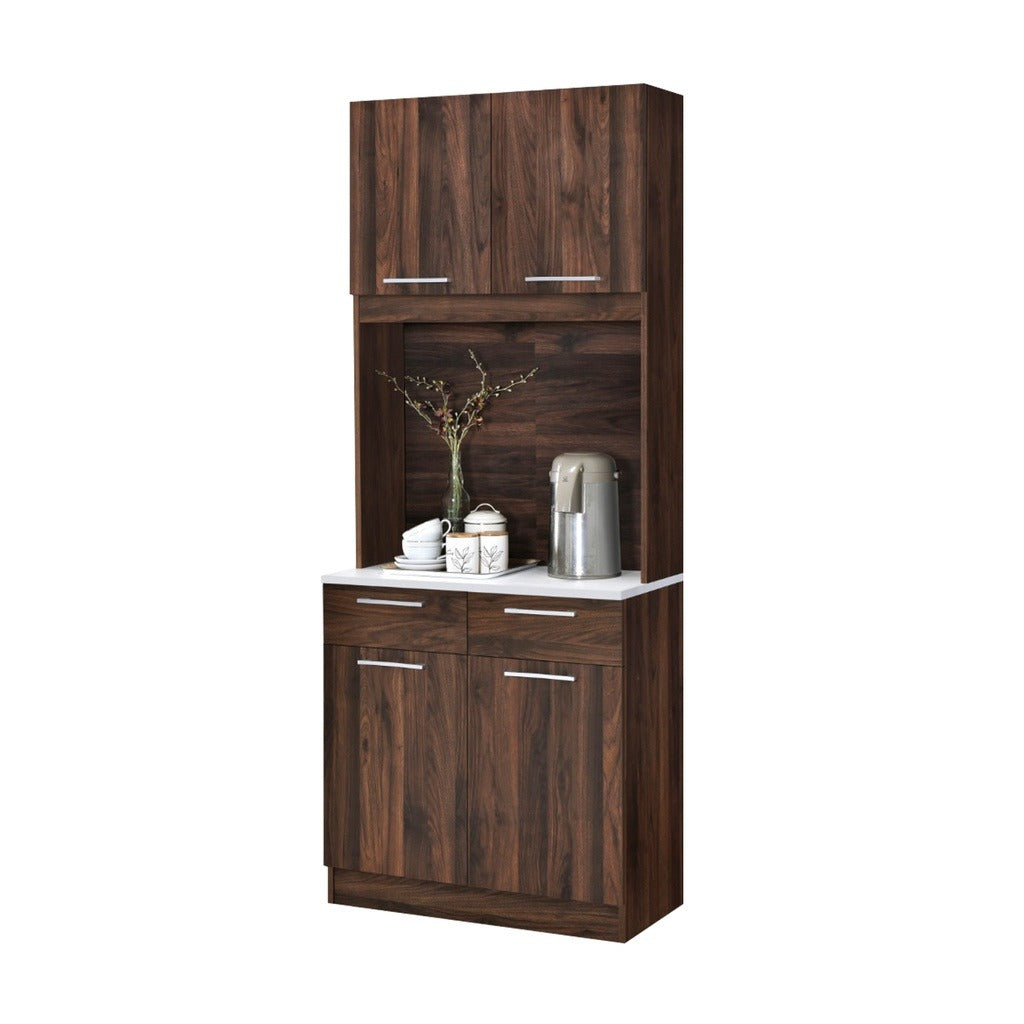 Jessie 4 Series 4/2 Door Kitchen Cabinet Melamine Top Panel in Brown & Natural Color
