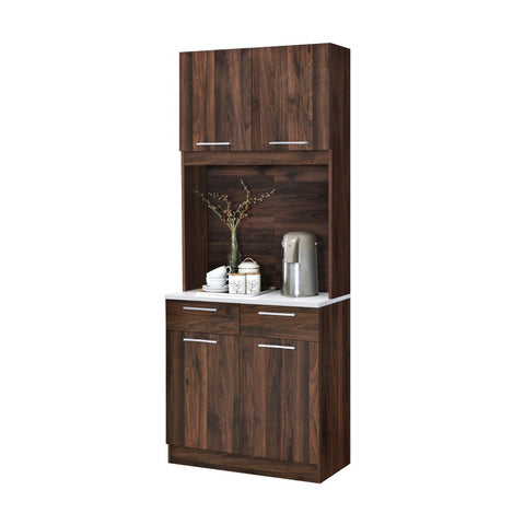 Image of Jessie 4 Series 4/2 Door Kitchen Cabinet Melamine Top Panel in Brown & Natural Color