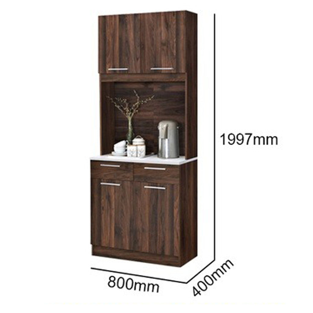 Jessie 4 Series 4/2 Door Kitchen Cabinet Melamine Top Panel in Brown & Natural Color