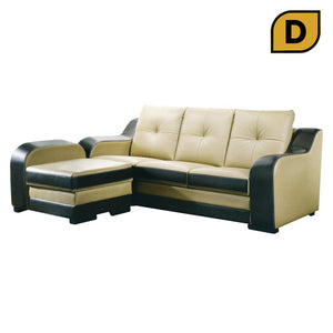 Spady L-Shaped Faux Leather Sofa And Chaise Set in 4 Colours-Sofa-Furnituremart.sg