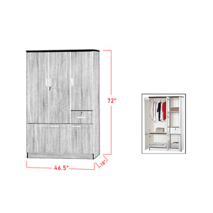 Zara Series 4 Wardrobe 3-Door Cabinet with Drawer in Dark Brown