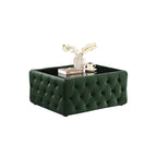 Chesterfield Coffee Table with Black Glass Top in Dark Green Colour