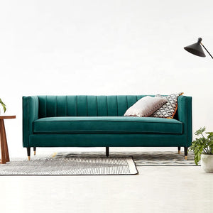 Nordic Post Modern Velvet Fabric Sofa Light Luxury Little Three People Living Room Sofa, Green