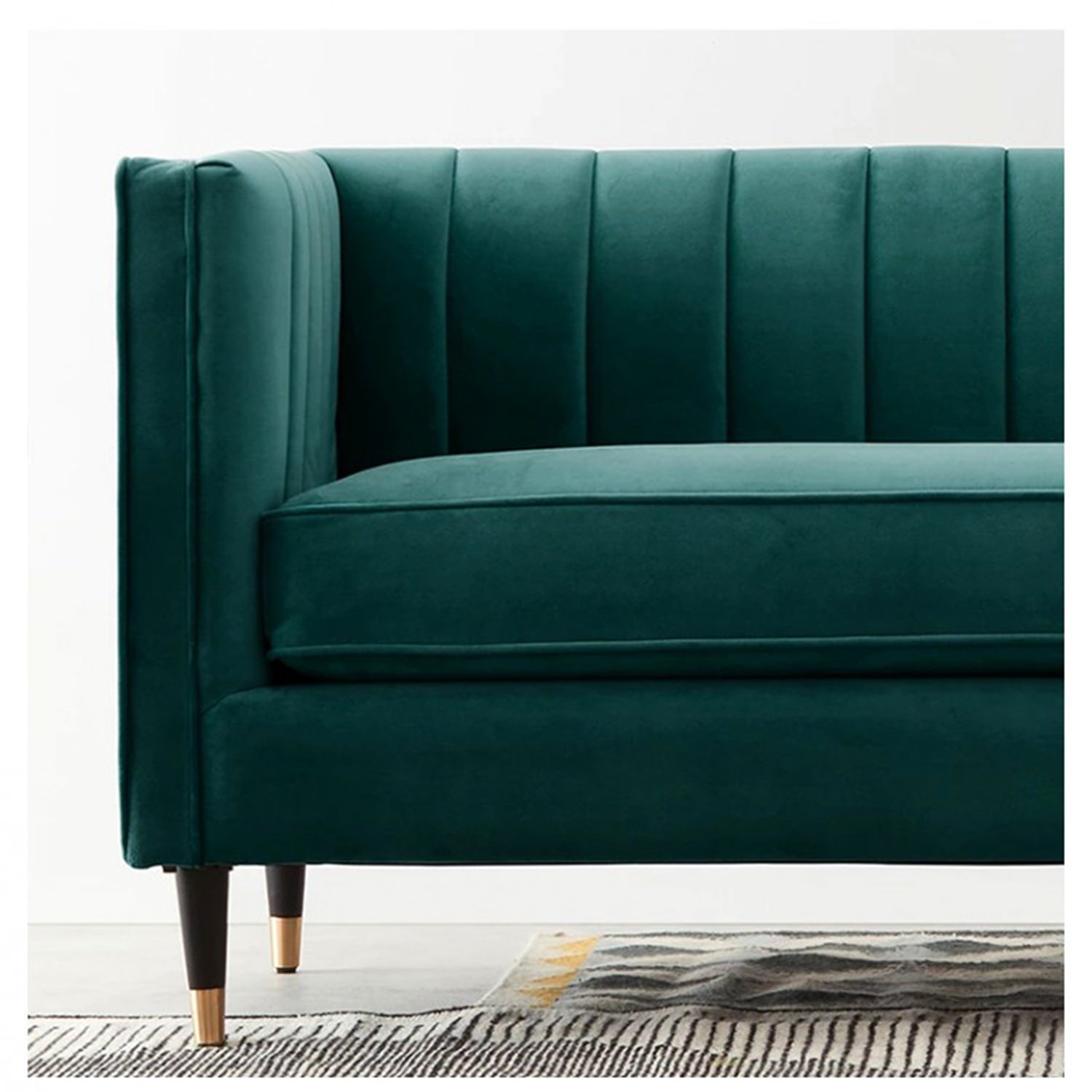 Nordic Post Modern Velvet Fabric Sofa Light Luxury Little Three People Living Room Sofa, Green