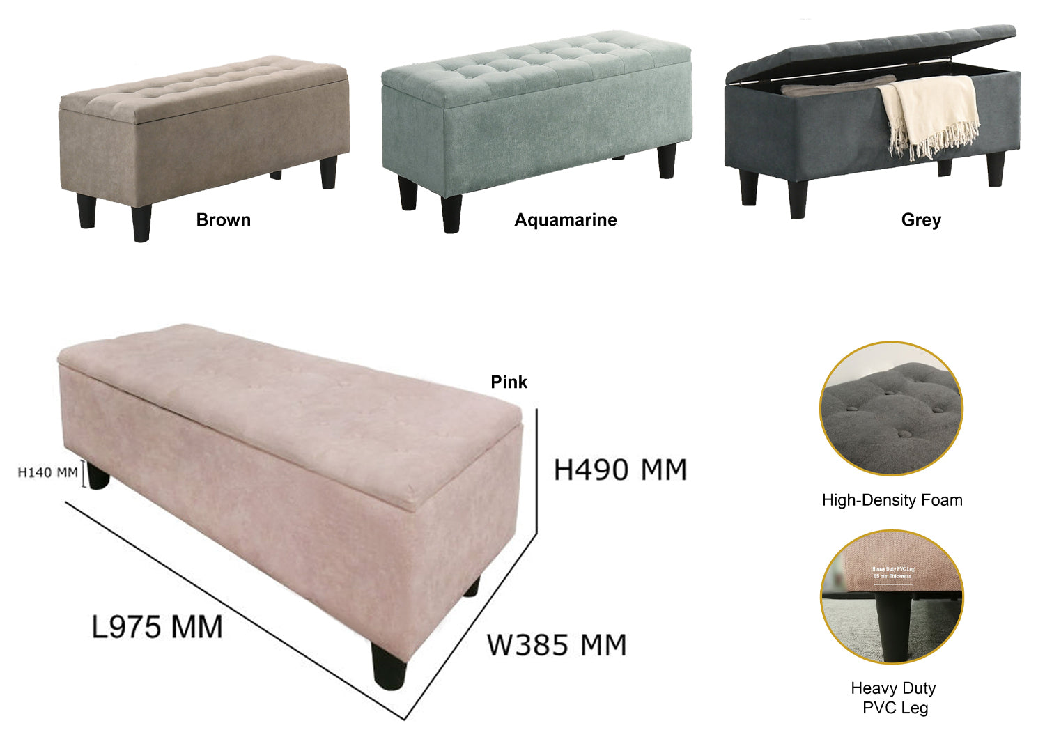 Mamba in Brown Storage Bench Chair/ Sofa Sectional/ Heavy Duty Bench Chairs
