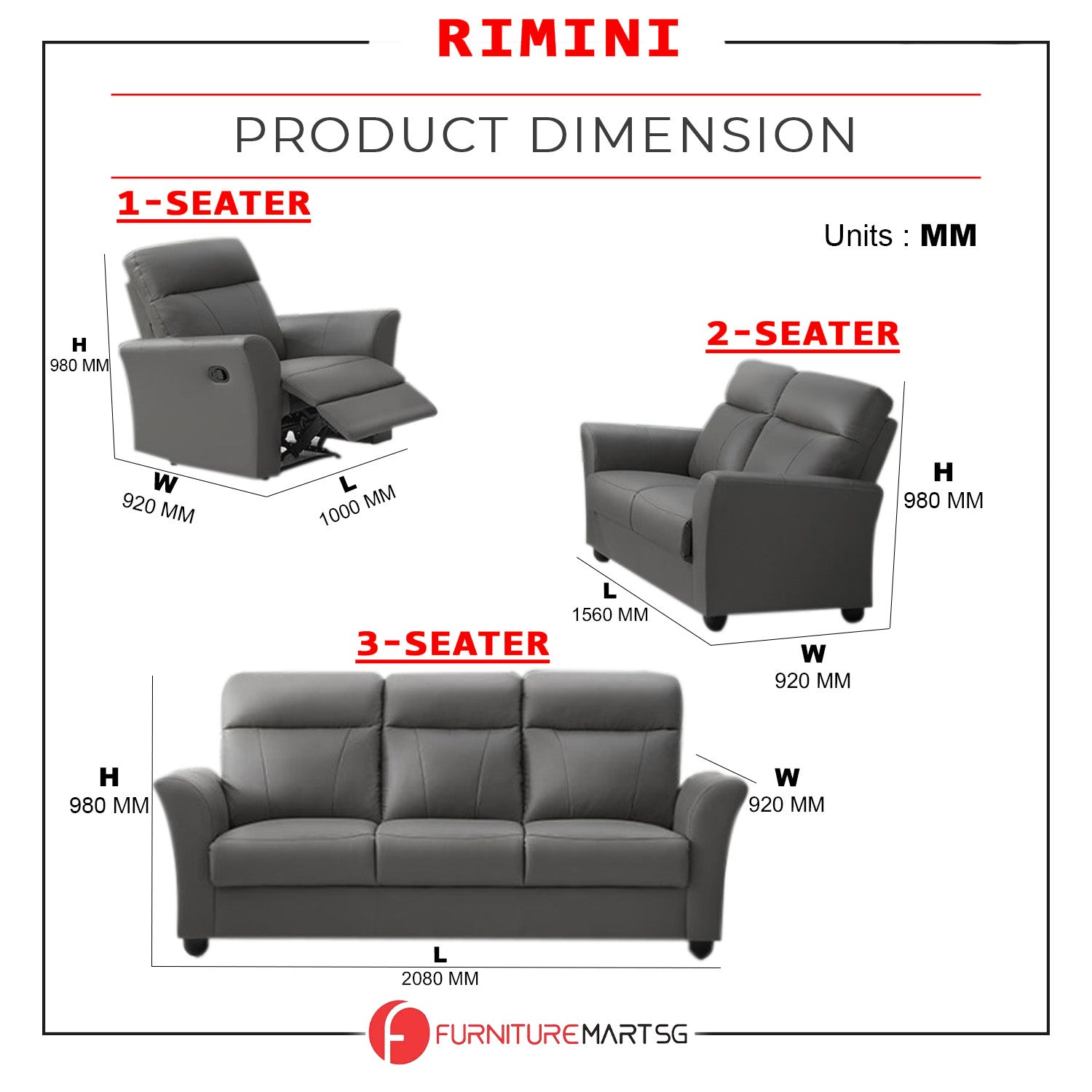 Rimini Series Half leather Recliner Sofa Set in Stone/Cappuccino Color.