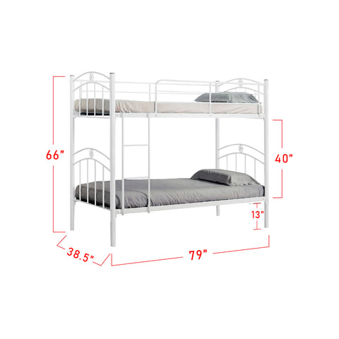 Image of Aurora Series 1 Metal Bunk Bed Frame White In Single Size