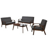 Jawee Living Room Set 5 Wooden Sofa Set Leather Upholstery with Coffee Table