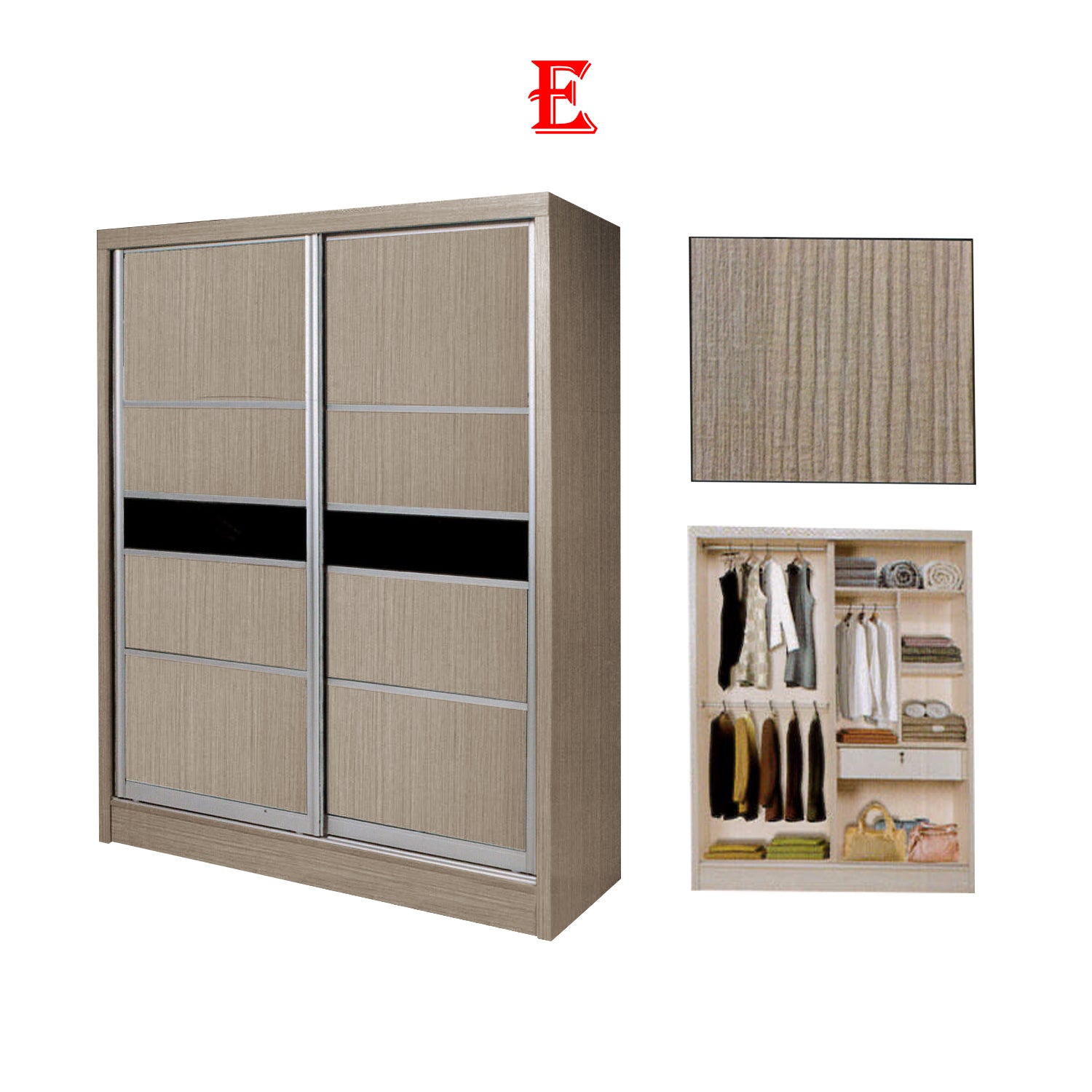 Fuego Series 3 5FT 2-Door Sliding Door Wardrobe Models Mirror