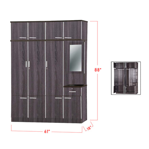 Image of Aries Series 5 Wardrobe 4-Door with Dresser in Walnut