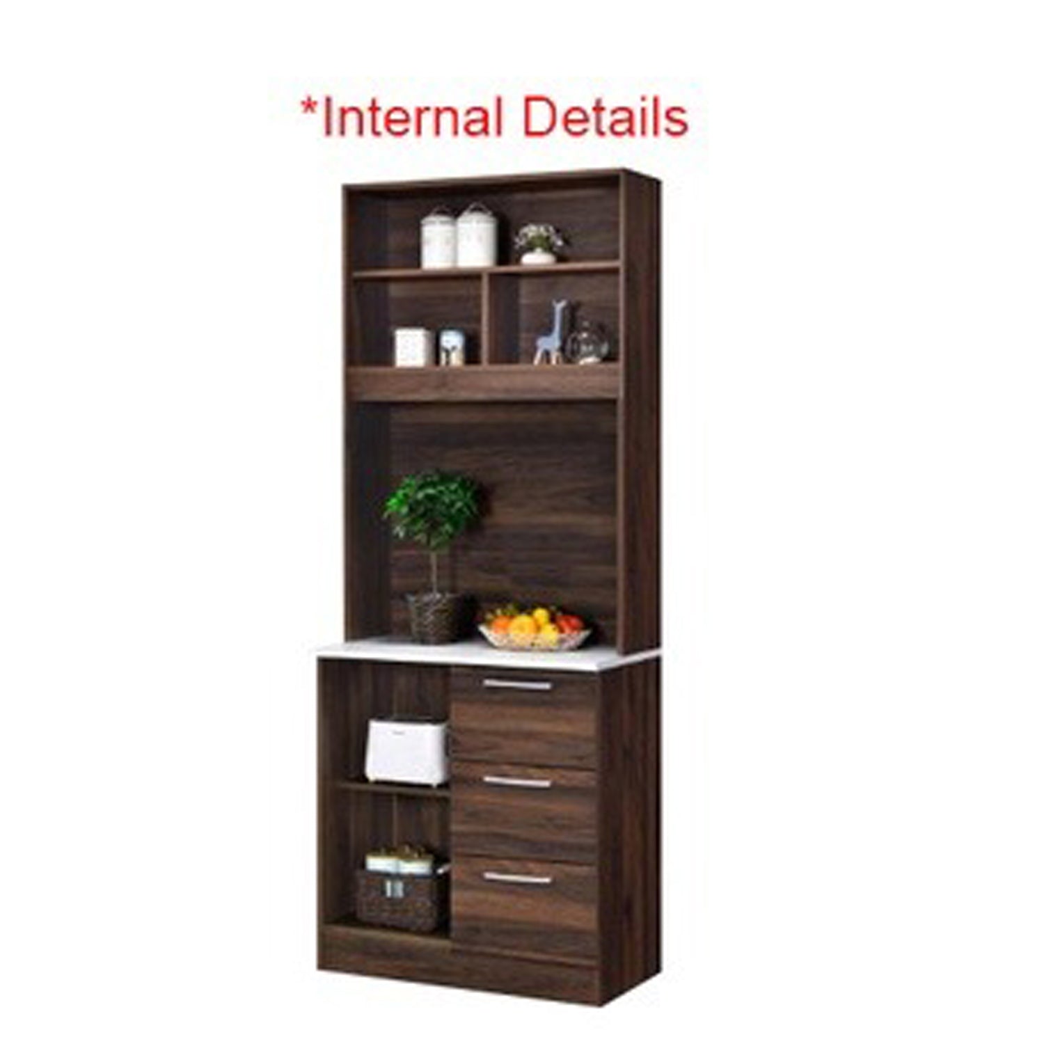 Jessie 5 Series 3/3 Door Kitchen Cabinet Melamine Top Panel in Brown Color