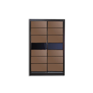Easton 5 Ft. Sliding Glass and Mirror Door Wardrobe In Black/ Brown-Wardrobe-Furnituremart.sg