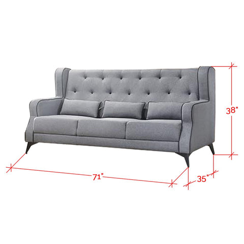 Image of Elizabeth 1/2/3 Seater Mid Century High Back Fabric Sofa Set In 4 Colors-Furnituremart.sg