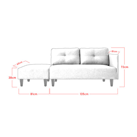 Elson 2 Seater Fabric / Faux Leather Sofa With Ottoman In 6 Colours