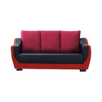 Ethan 3 Seater Modern Faux Leather Sofa In Red/Black-Furnituremart.sg